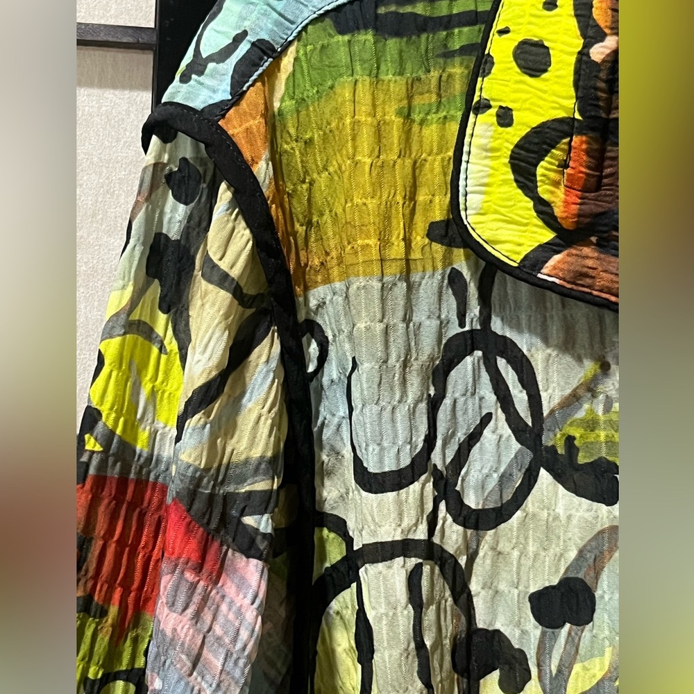 ALI MILES TEXTURED Abstract MULTI Print WIRE COLLAR BUTTON FRONT TUNIC SIZE 1X - Picture 8 of 13